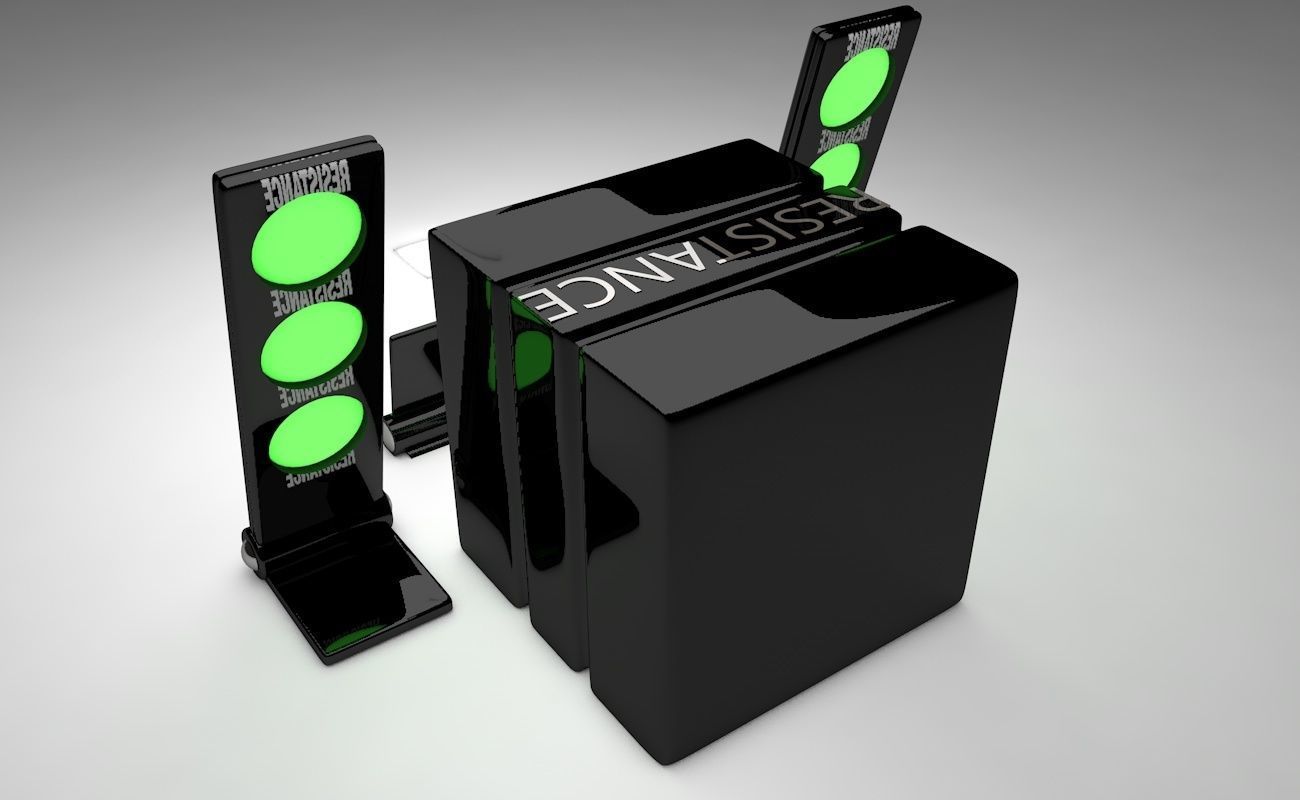 Speakers speaker system with lights 3D model_2