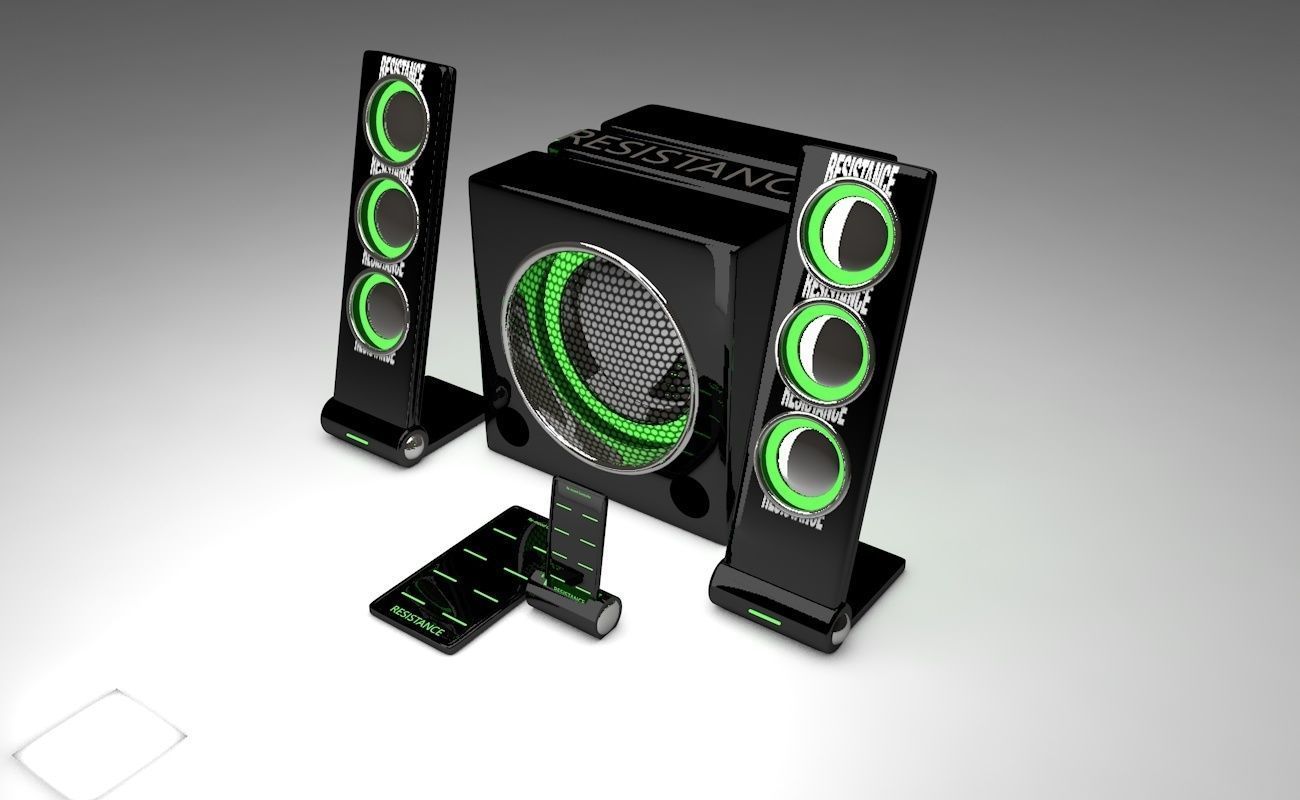 Speakers speaker system with lights 3D model_3