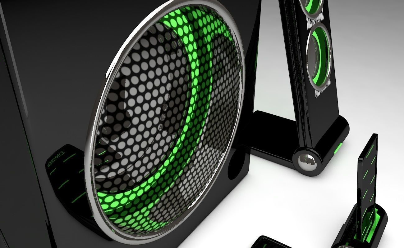 Speakers speaker system with lights 3D model_7