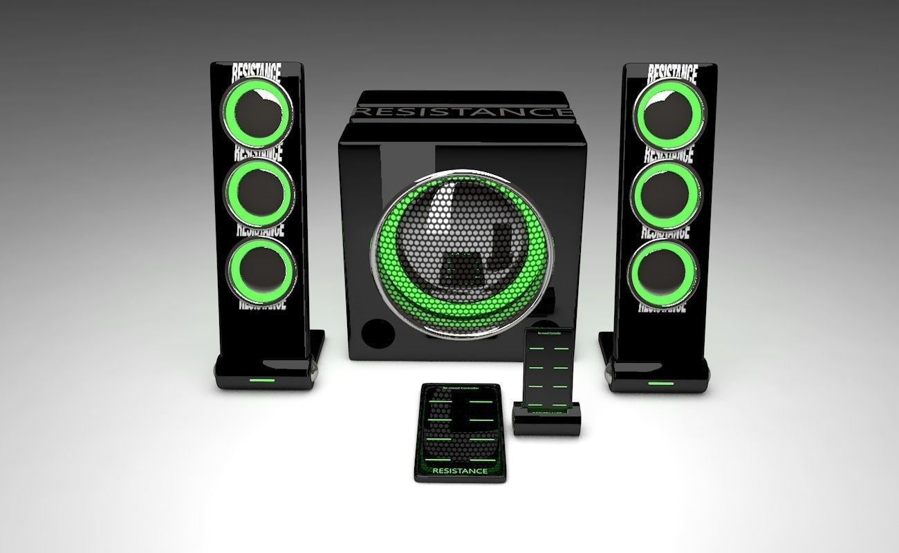 Speakers speaker system with lights 3D model_1