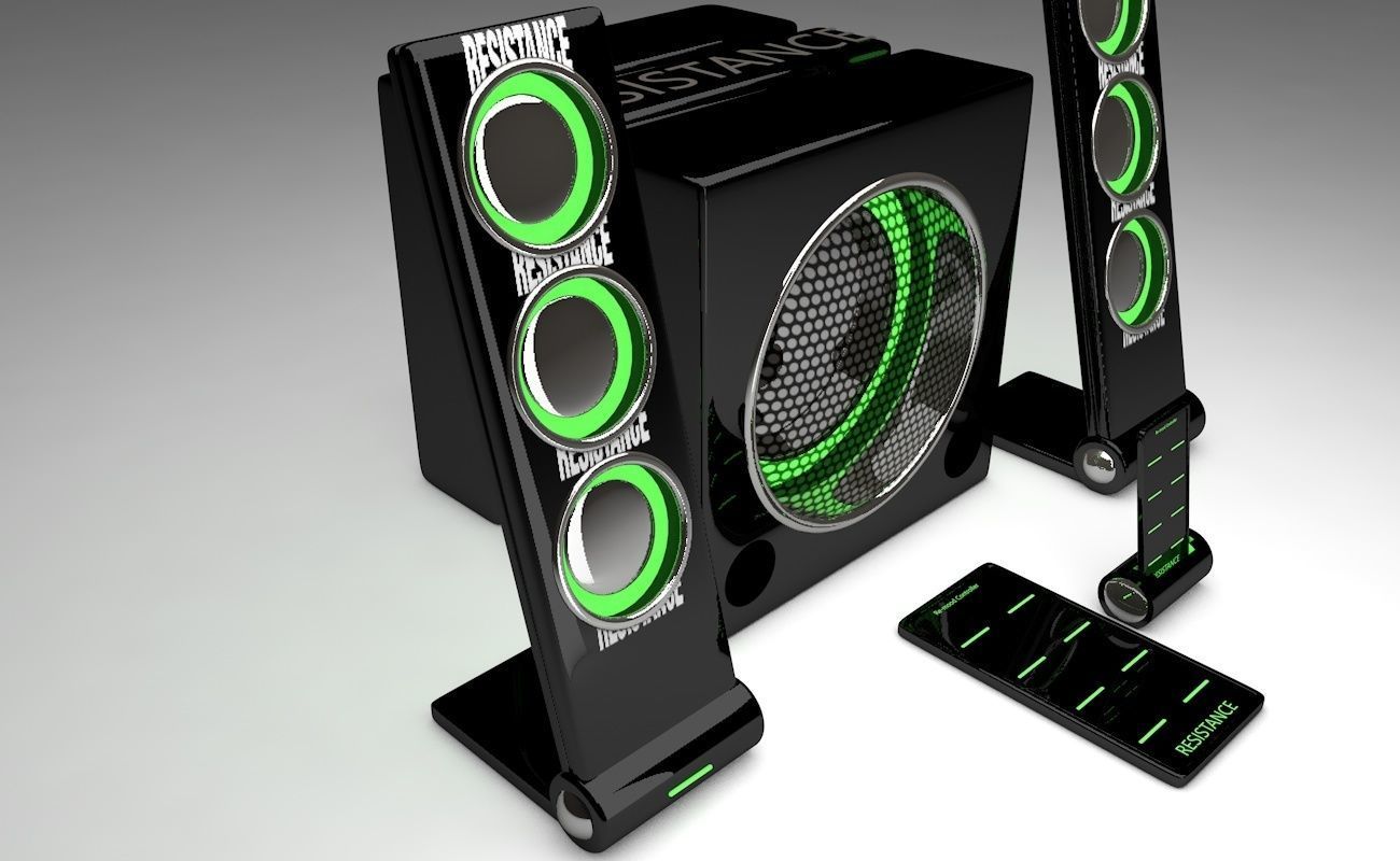 Speakers speaker system with lights 3D model_5