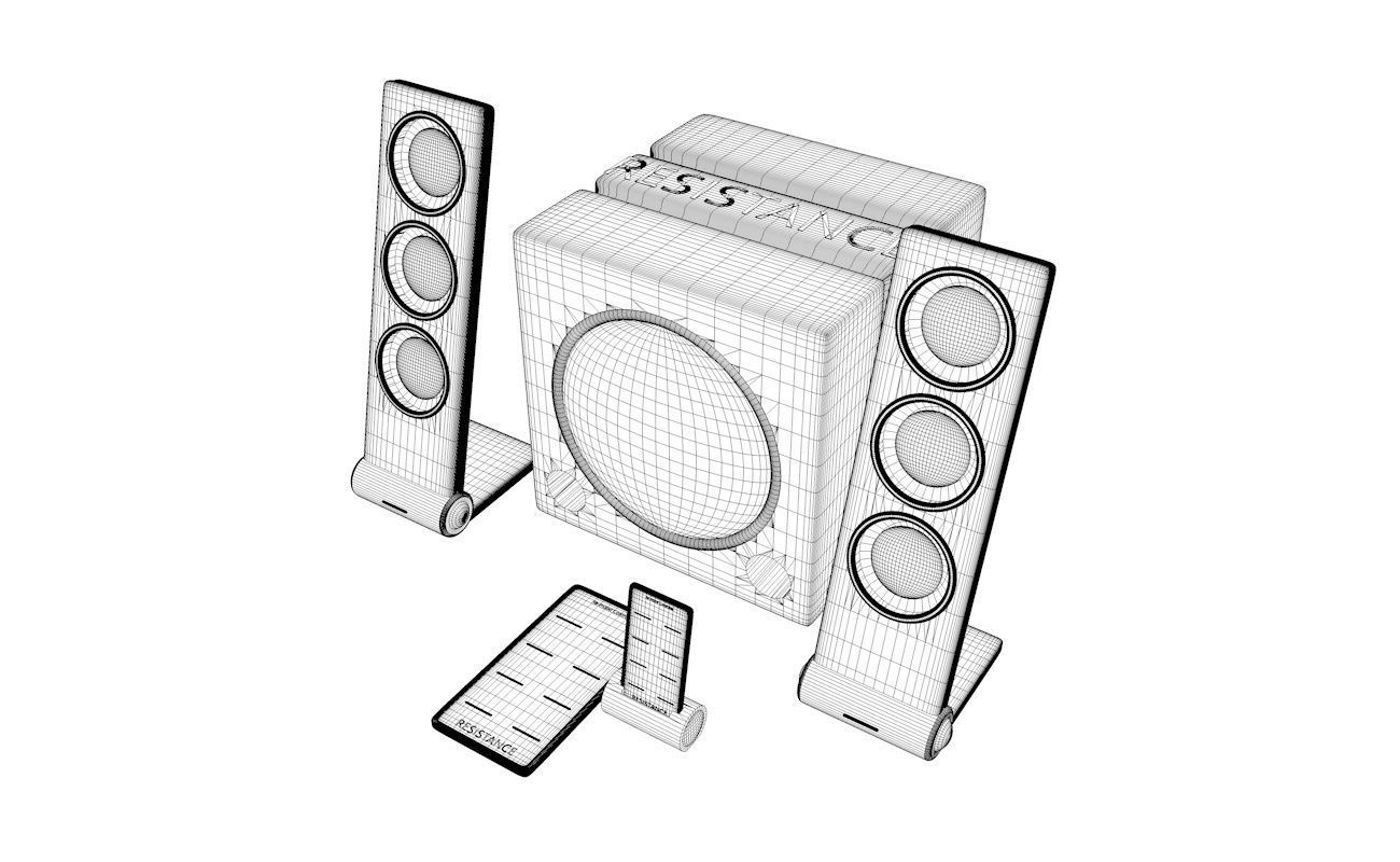 Speakers speaker system with lights 3D model_11