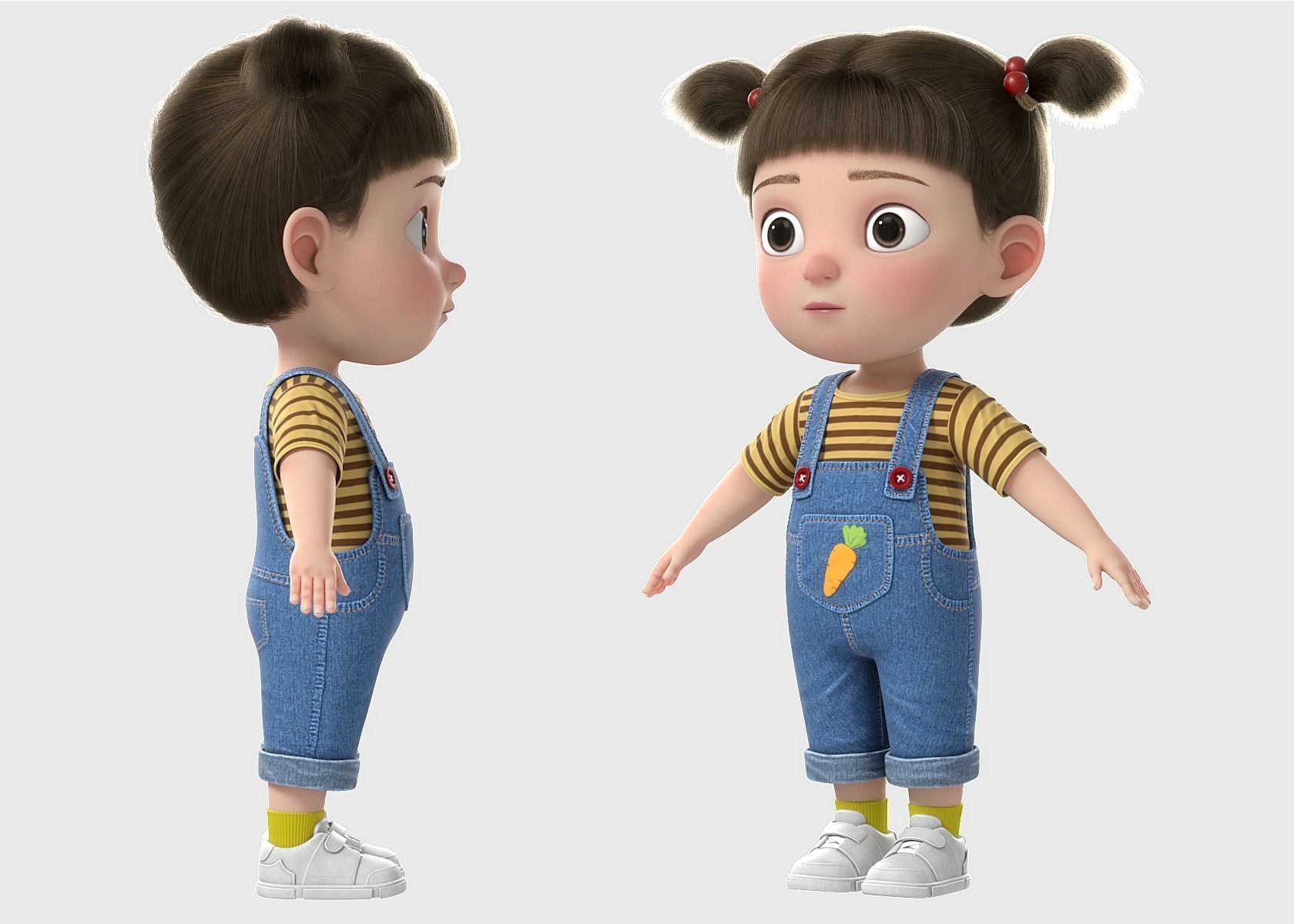 Cartoon Girl NoRig 3D model_7
