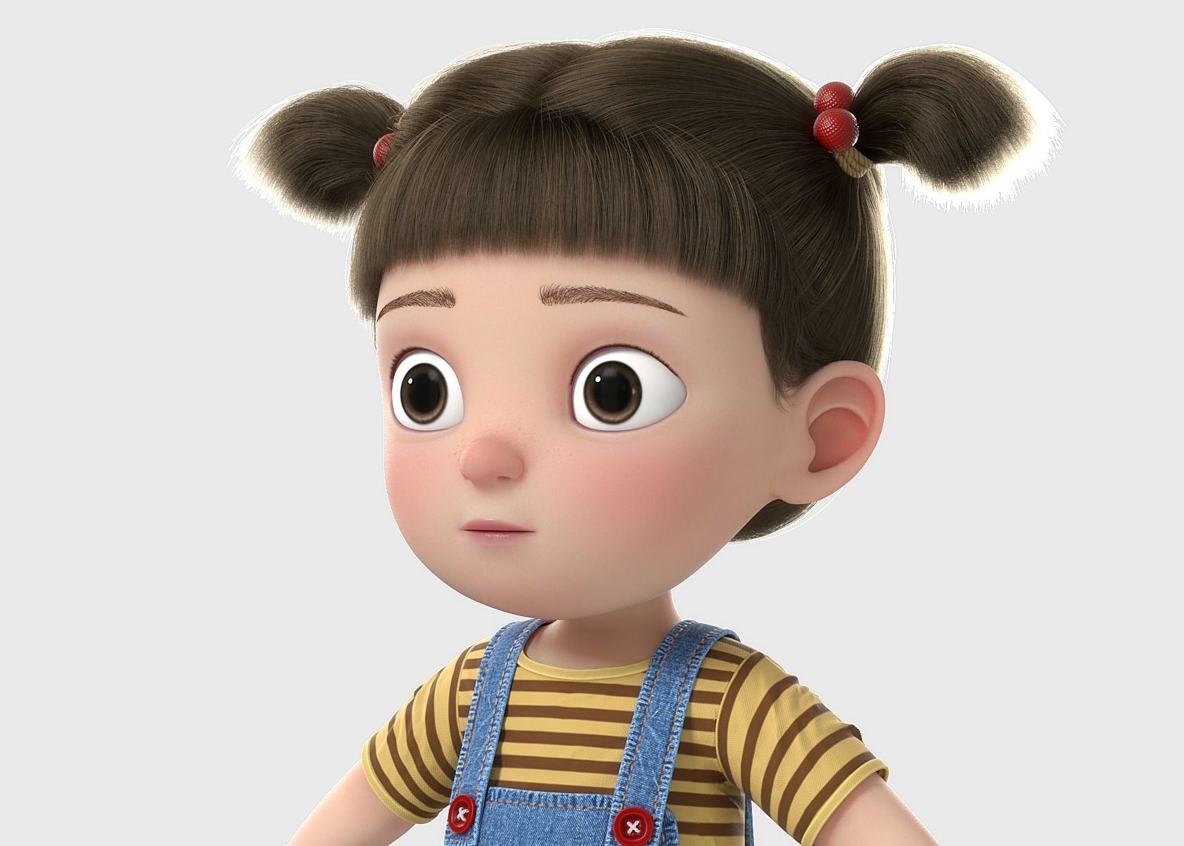 Cartoon Girl NoRig 3D model_1