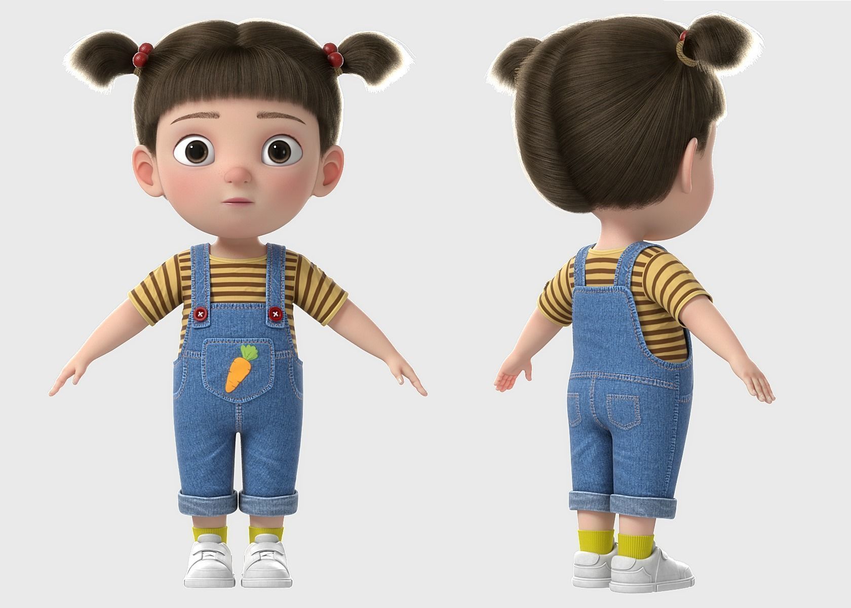 Cartoon Girl NoRig 3D model_8