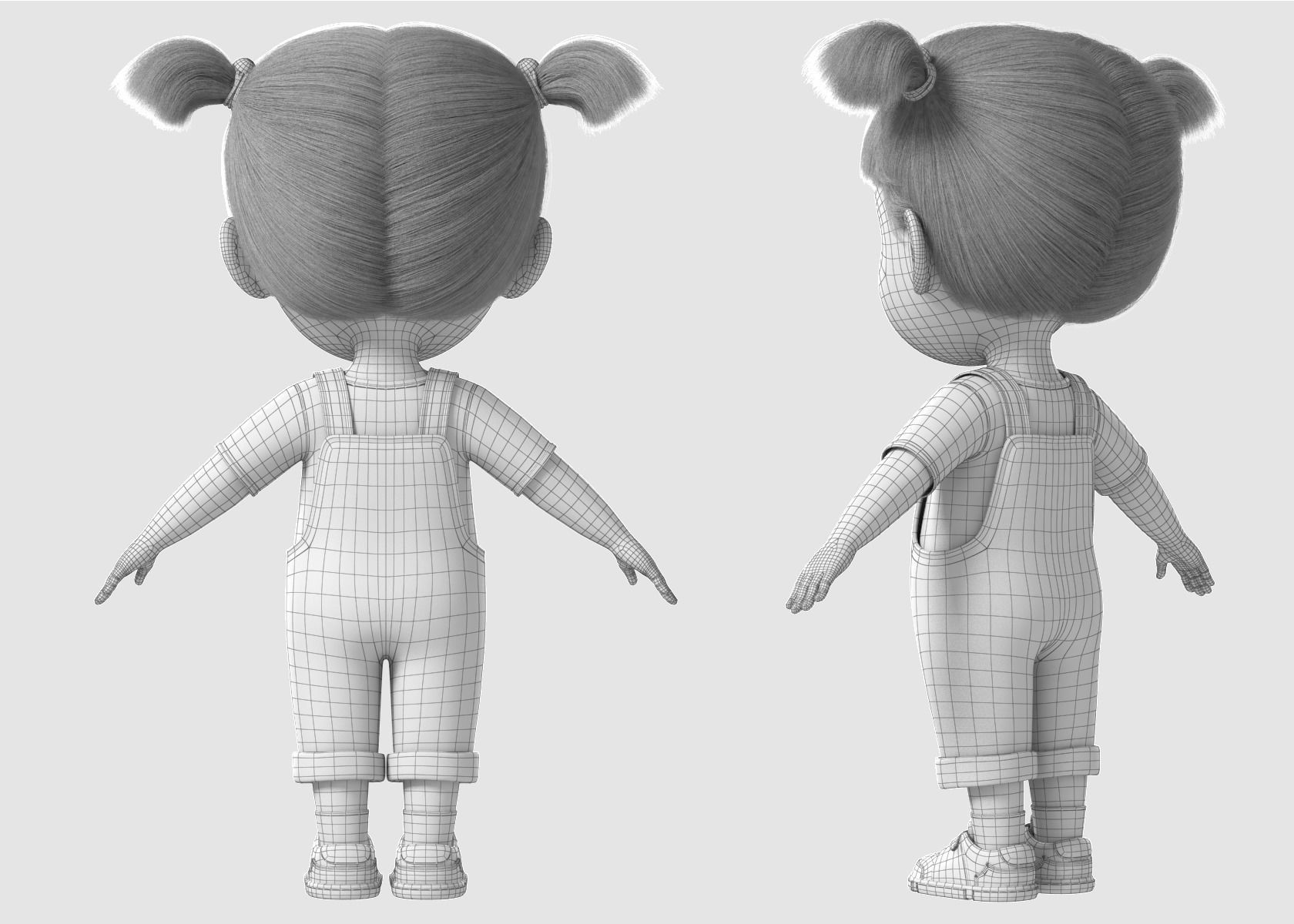 Cartoon Girl NoRig 3D model_15