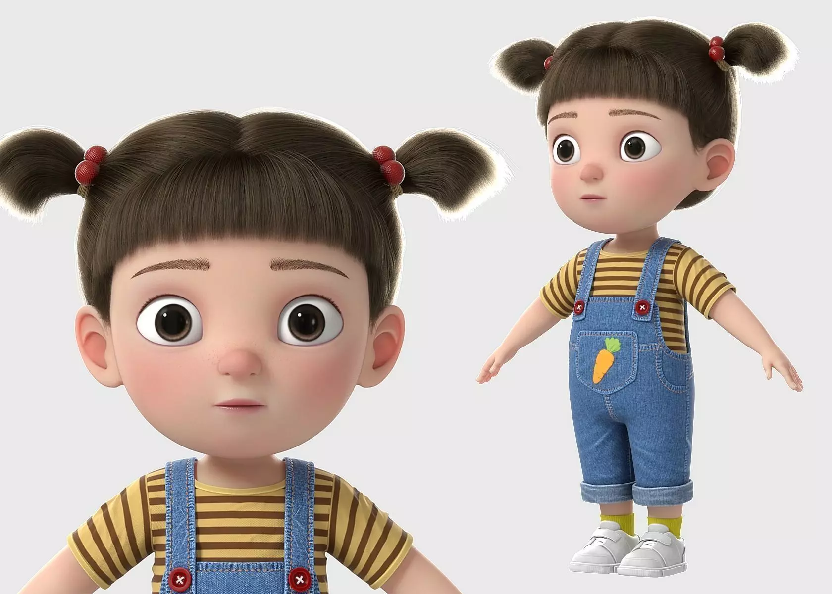 Cartoon Girl NoRig 3D model_0