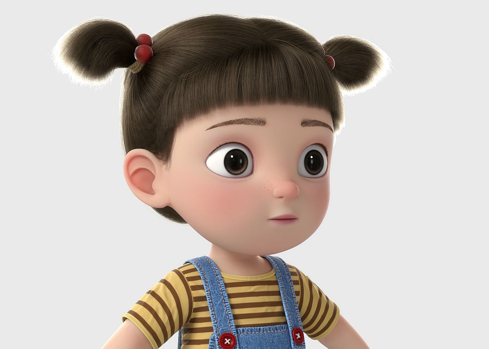 Cartoon Girl NoRig 3D model_3
