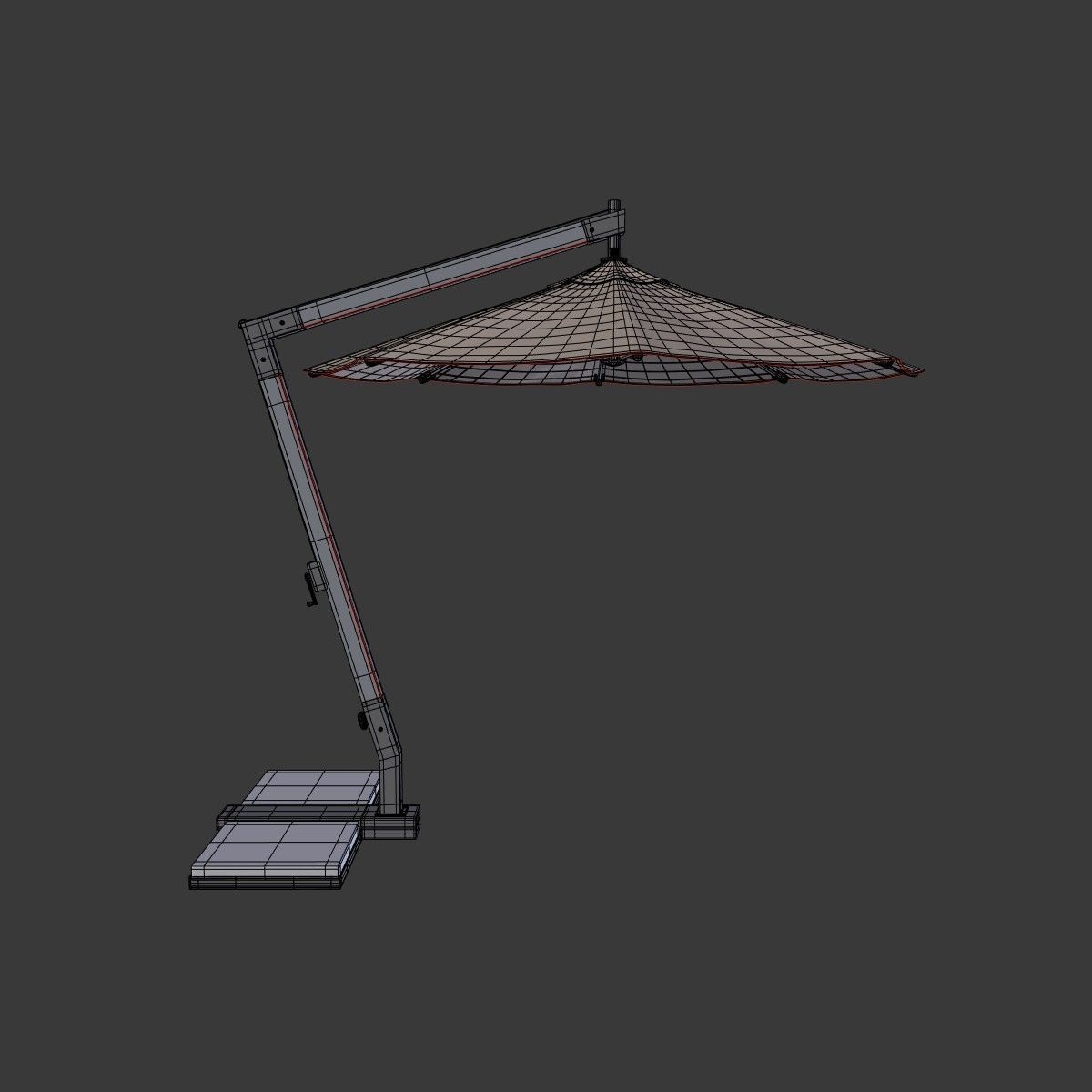 Outdoor Umbrella - Parasol 4 Low-poly 3D model_2