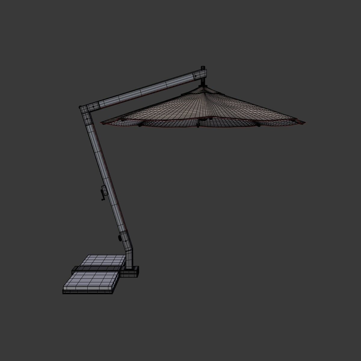 Outdoor Umbrella - Parasol 4 Low-poly 3D model_3