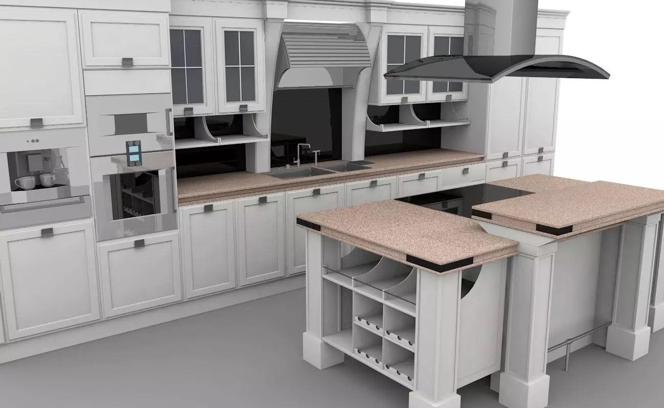 Kitchen with cabinets and counter tops 3D model