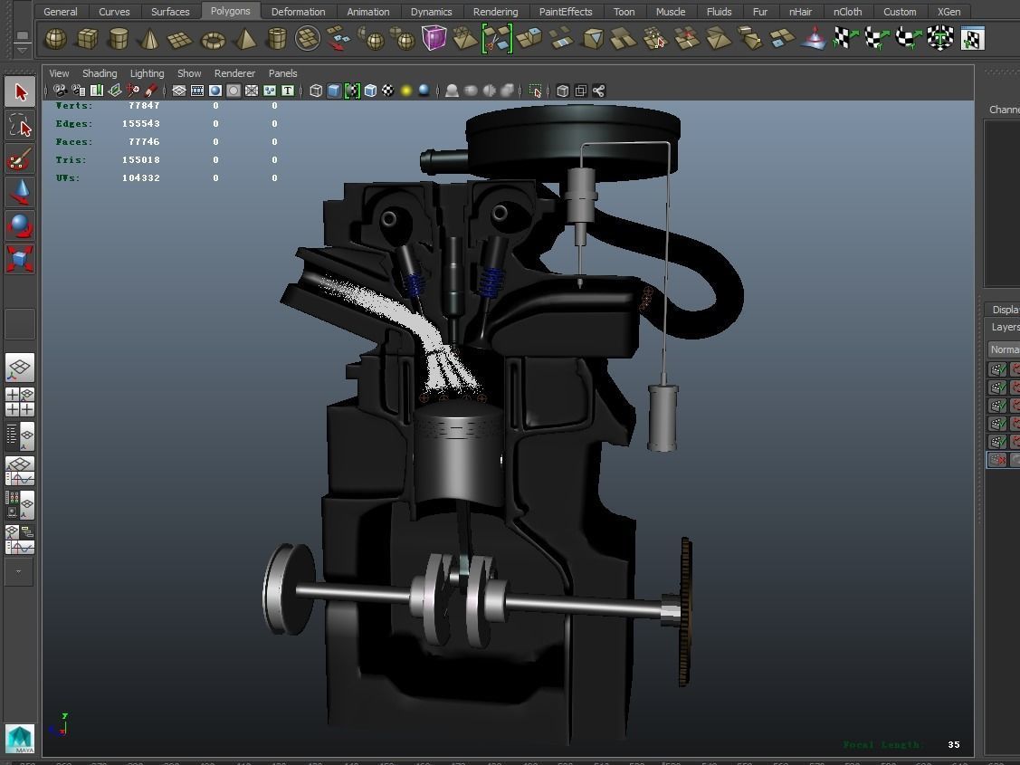 Engine Inline Four-Cylinder Gasoline Engine 3D model_11