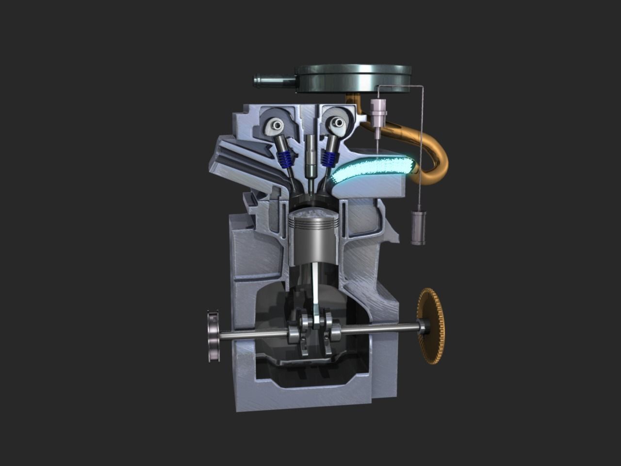 Engine Inline Four-Cylinder Gasoline Engine 3D model_7