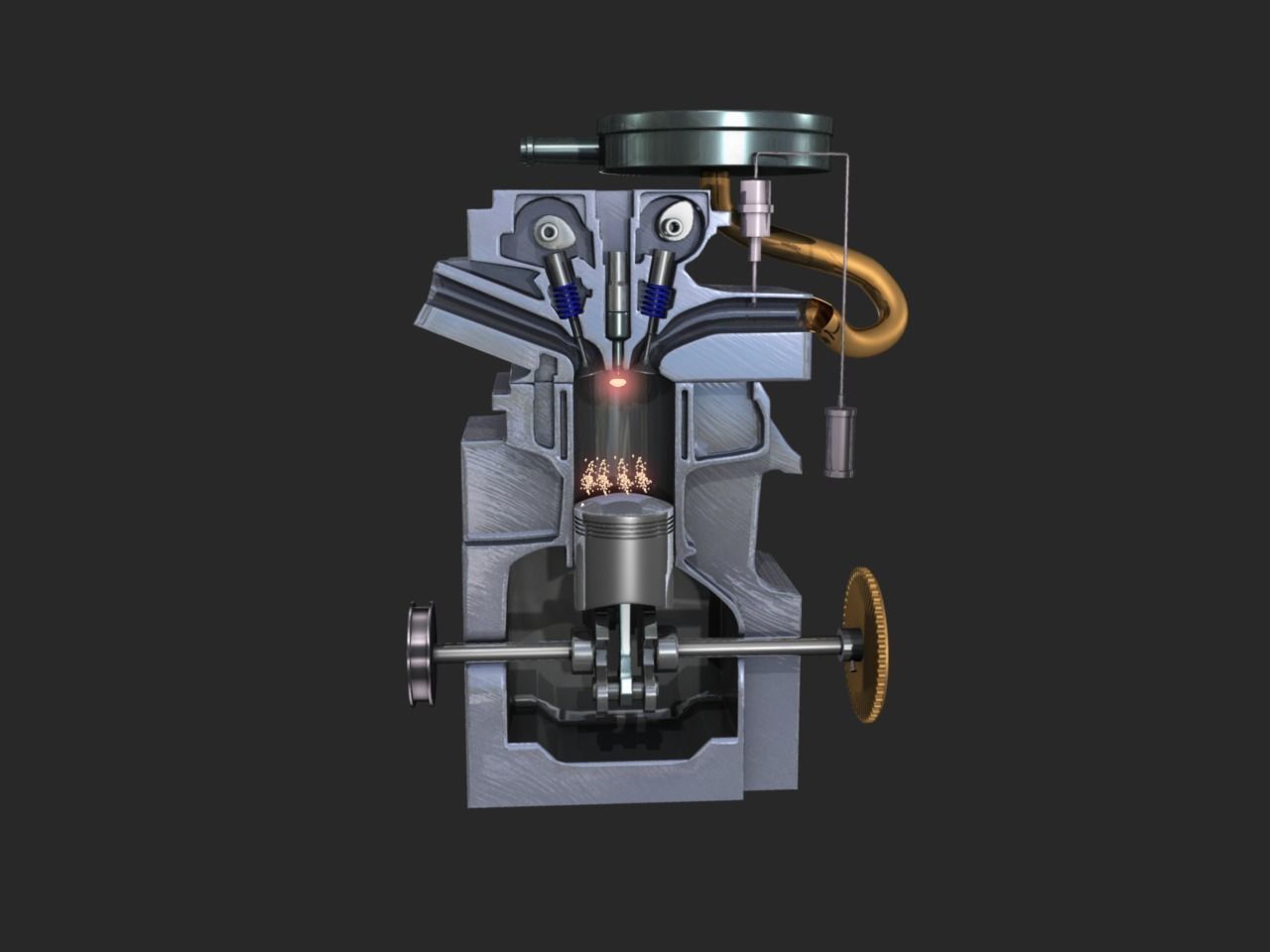 Engine Inline Four-Cylinder Gasoline Engine 3D model_9
