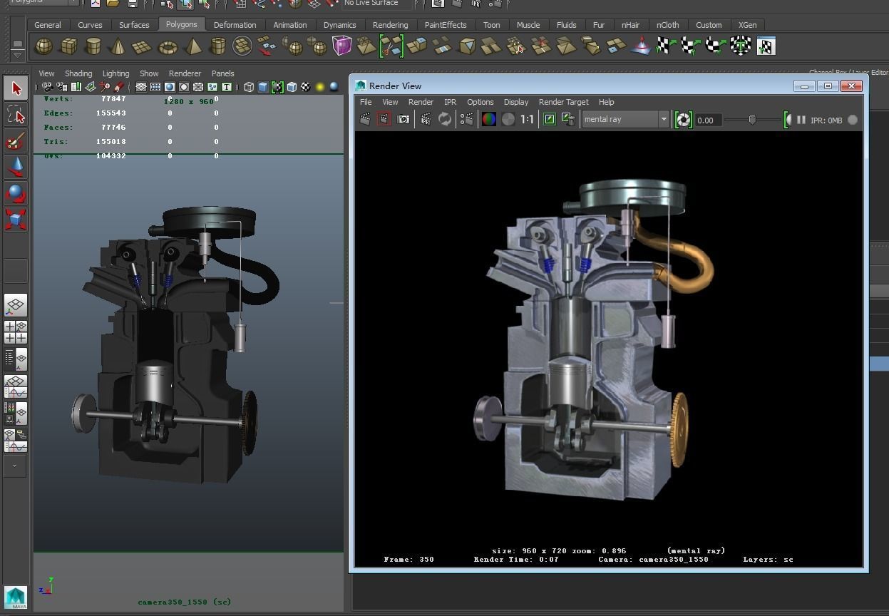 Engine Inline Four-Cylinder Gasoline Engine 3D model_10