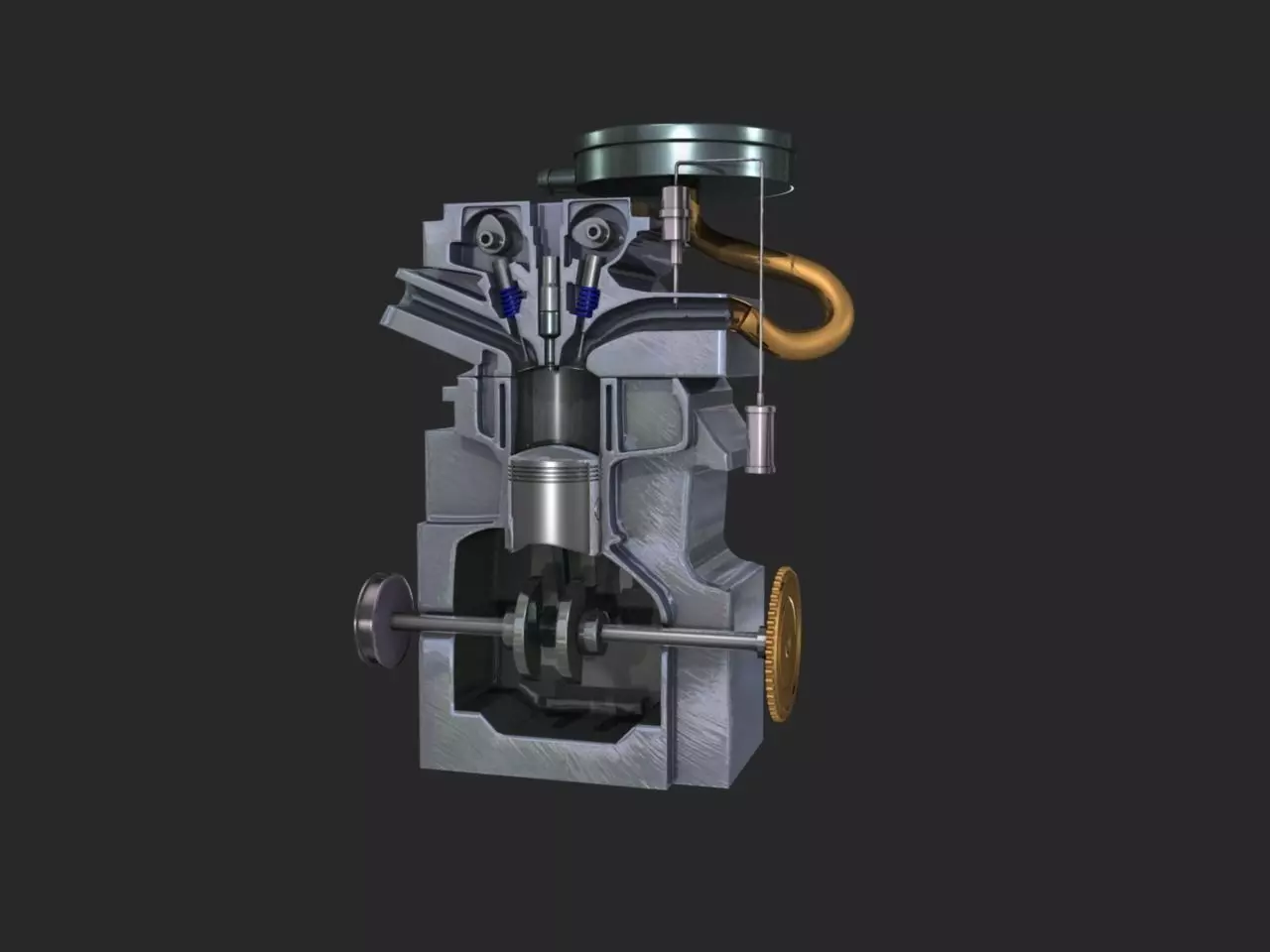 Engine Inline Four-Cylinder Gasoline Engine 3D model_0