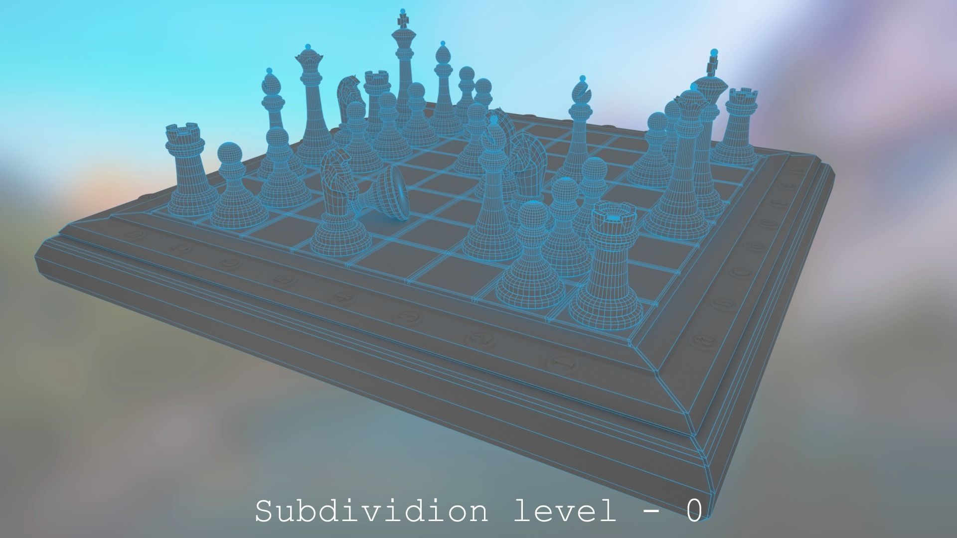Chess Set - highpoly and lowpoly Low-poly 3D model_4