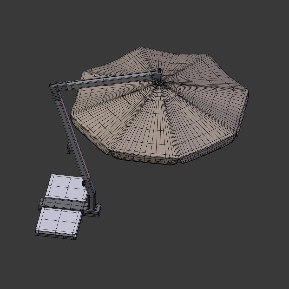 Outdoor Umbrella Parasol Low-poly 3D model_13