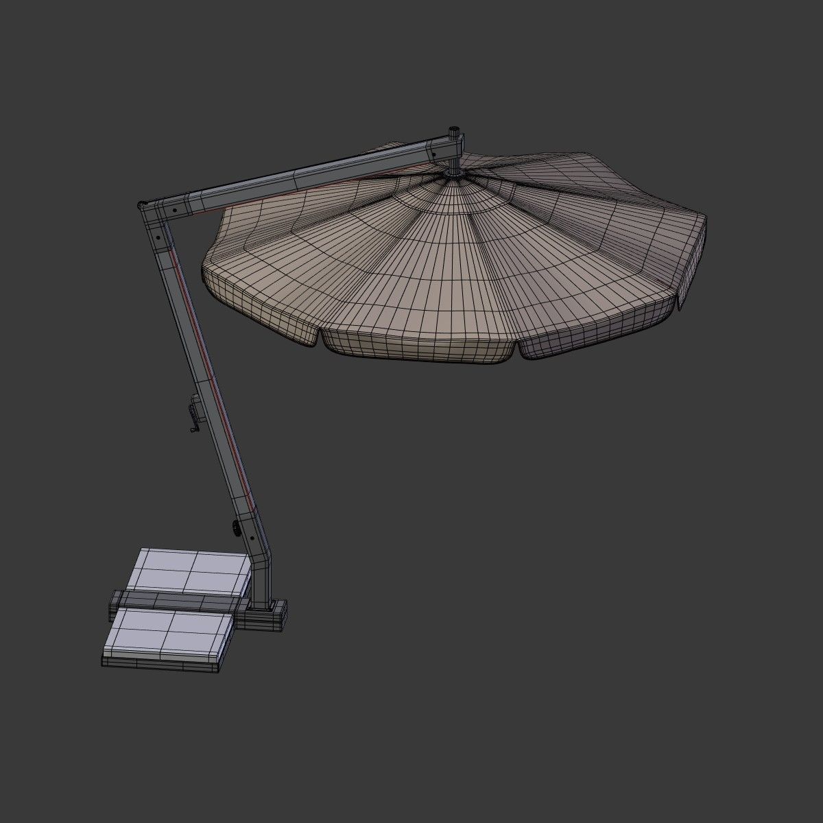 Outdoor Umbrella Parasol Low-poly 3D model_5