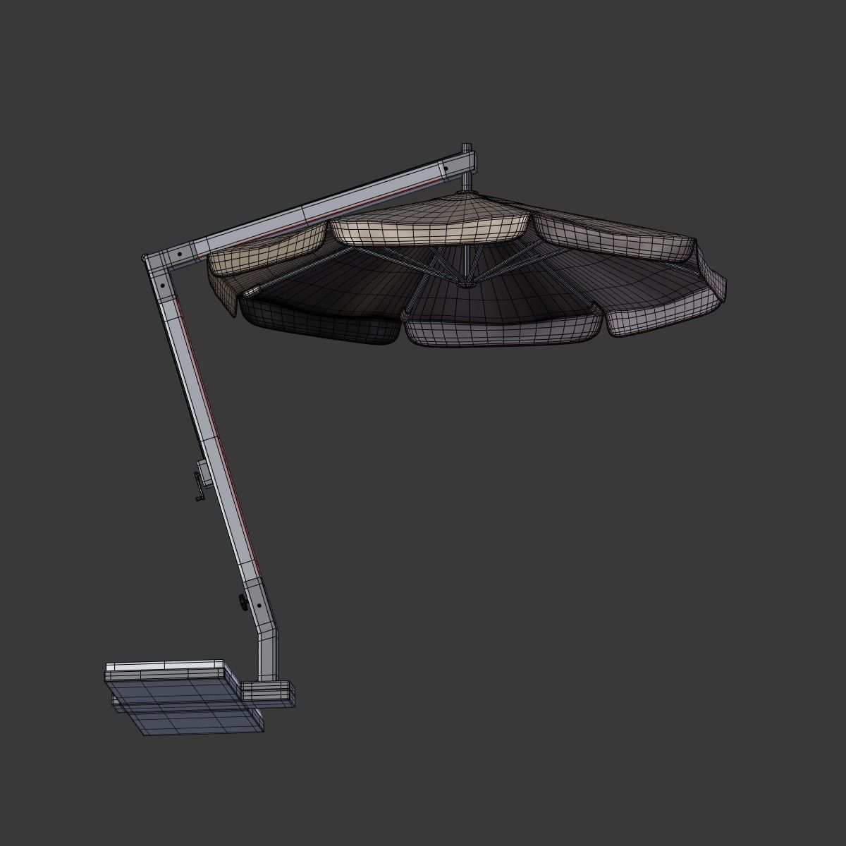 Outdoor Umbrella Parasol Low-poly 3D model_7