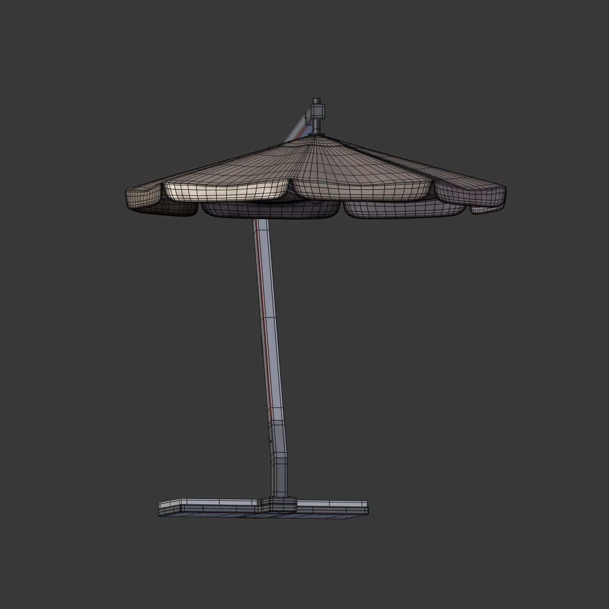 Outdoor Umbrella Parasol Low-poly 3D model_9