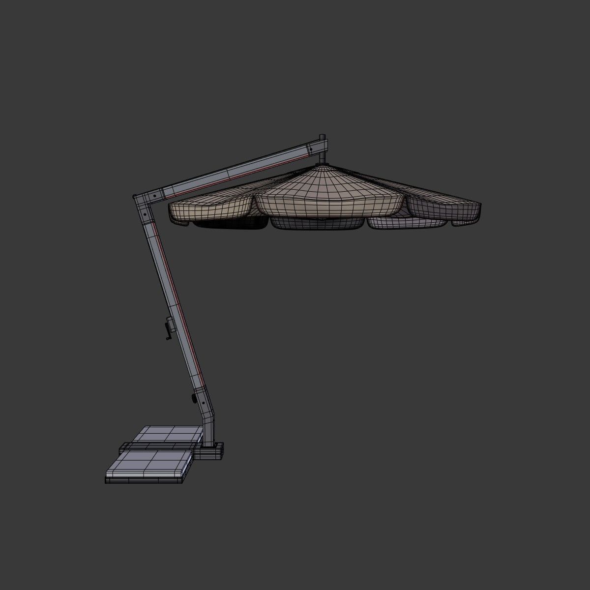 Outdoor Umbrella Parasol Low-poly 3D model_2