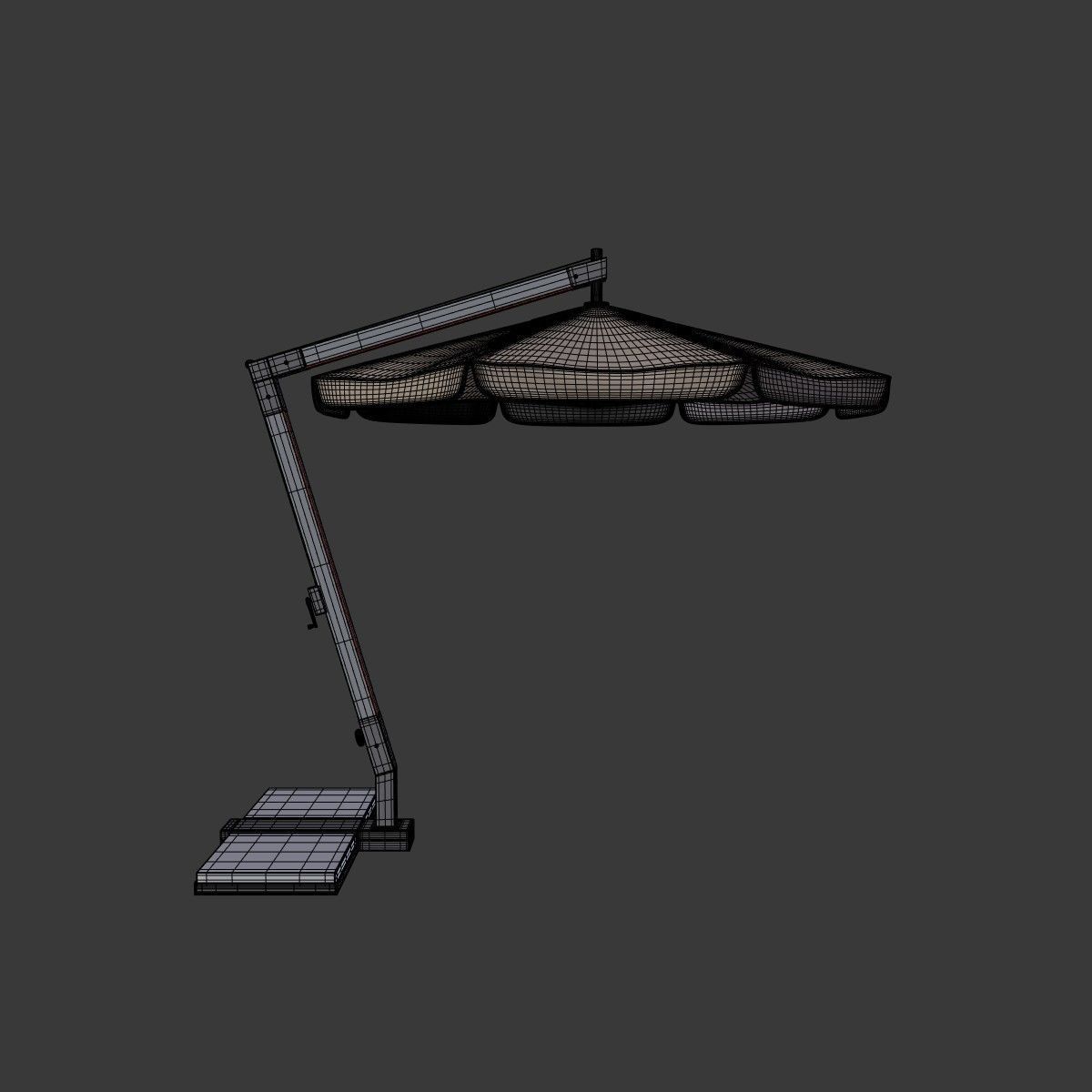 Outdoor Umbrella Parasol Low-poly 3D model_3