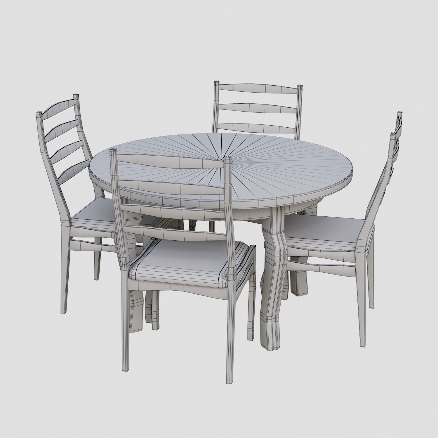 Round table and Chairs 3D model_13