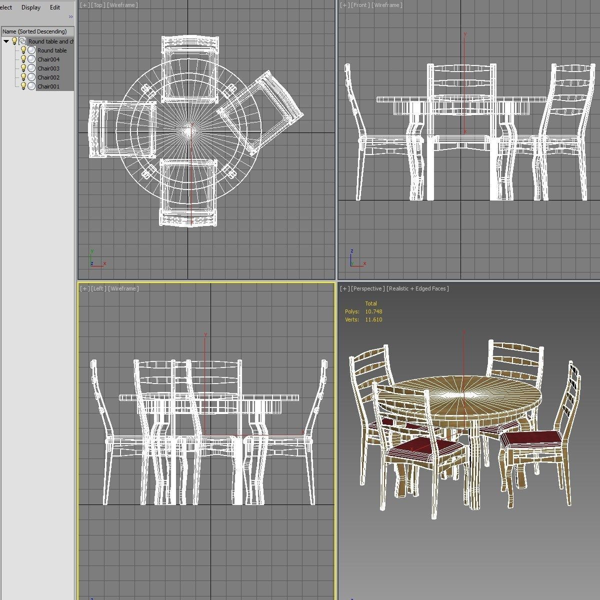 Round table and Chairs 3D model_16