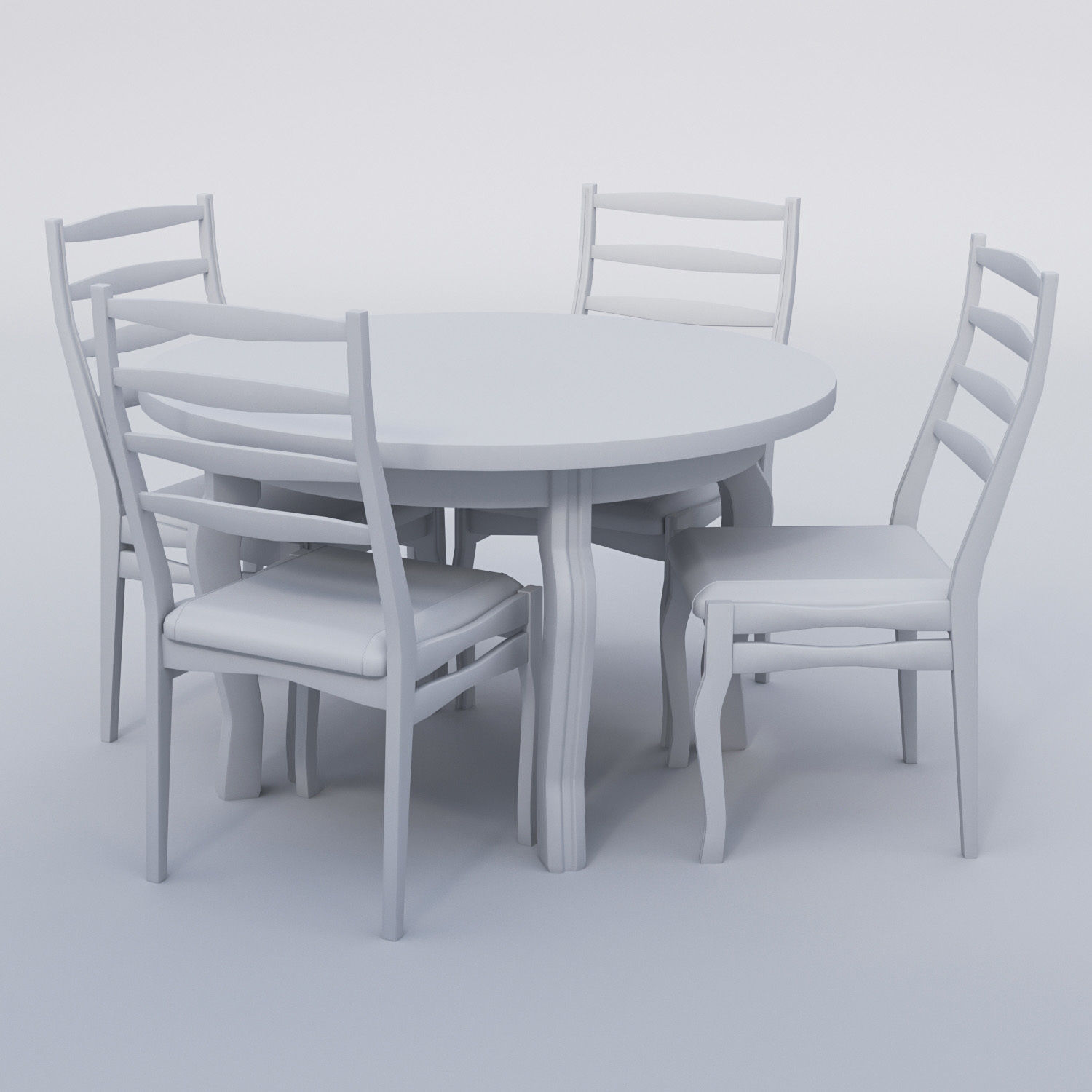 Round table and Chairs 3D model_8