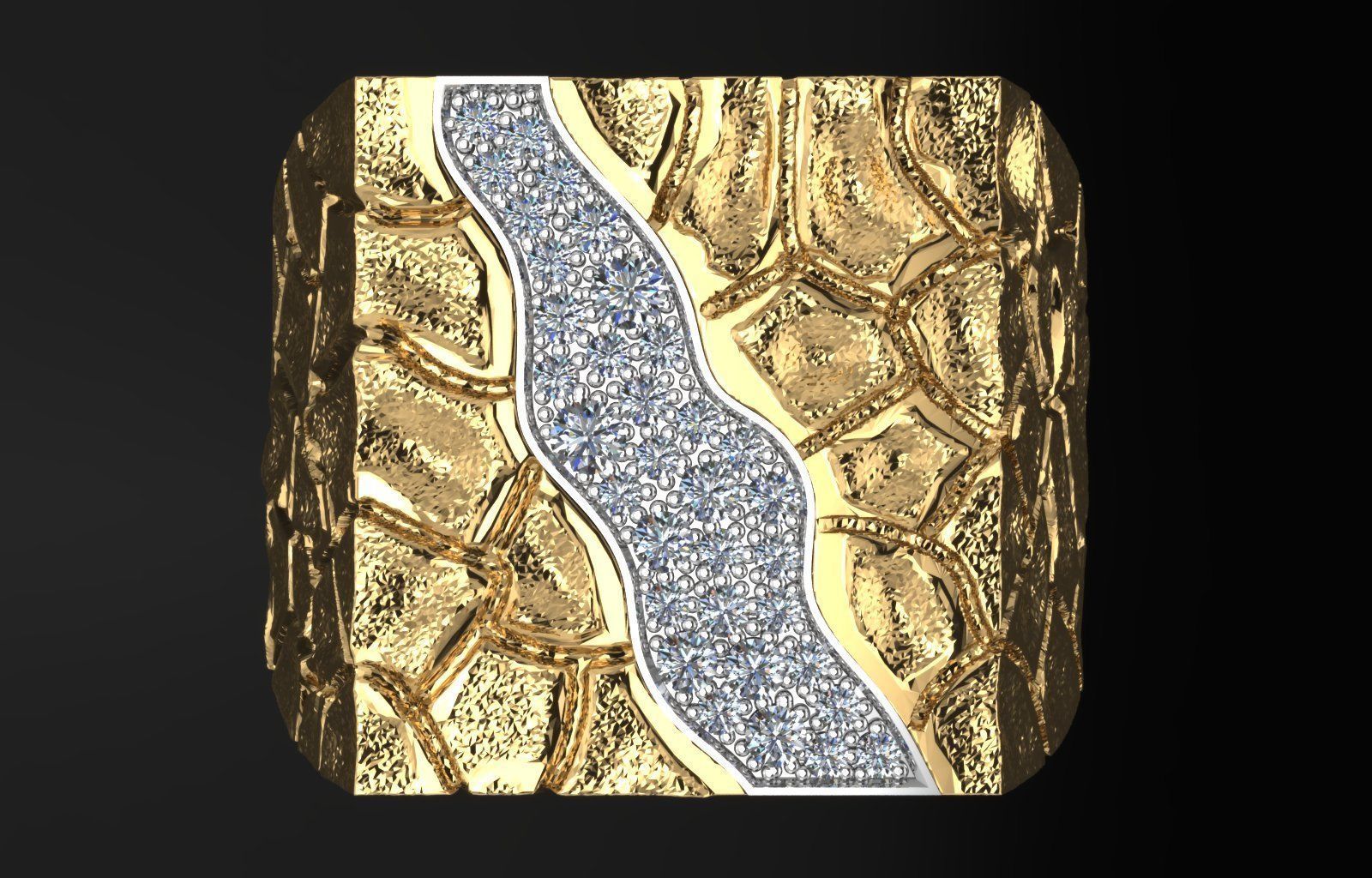 men ring cobblestone design 3D print model_1
