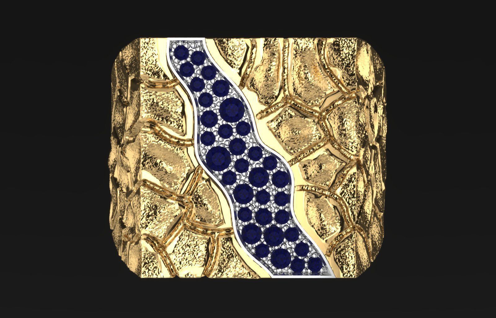 men ring cobblestone design 3D print model_3