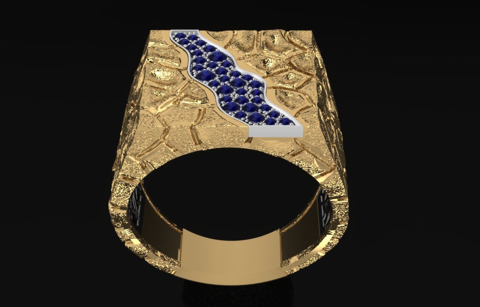 men ring cobblestone design 3D print model_2