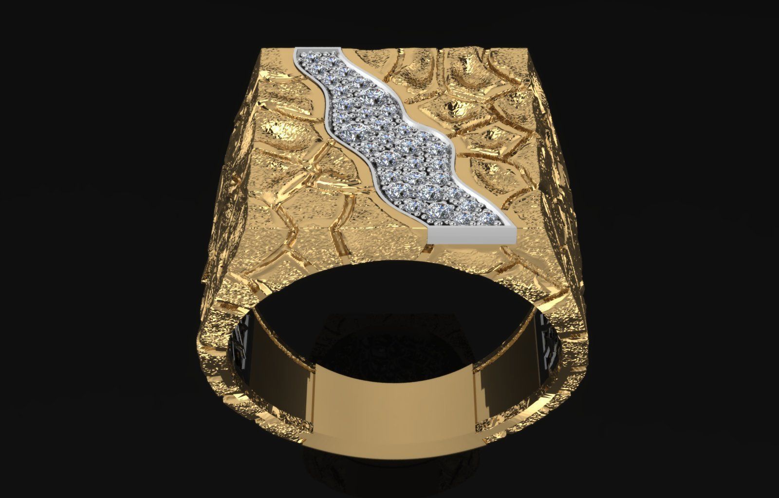 men ring cobblestone design 3D print model_4