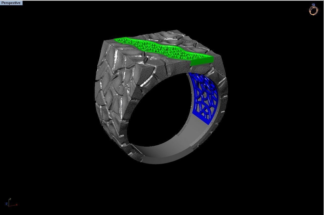 men ring cobblestone design 3D print model_5