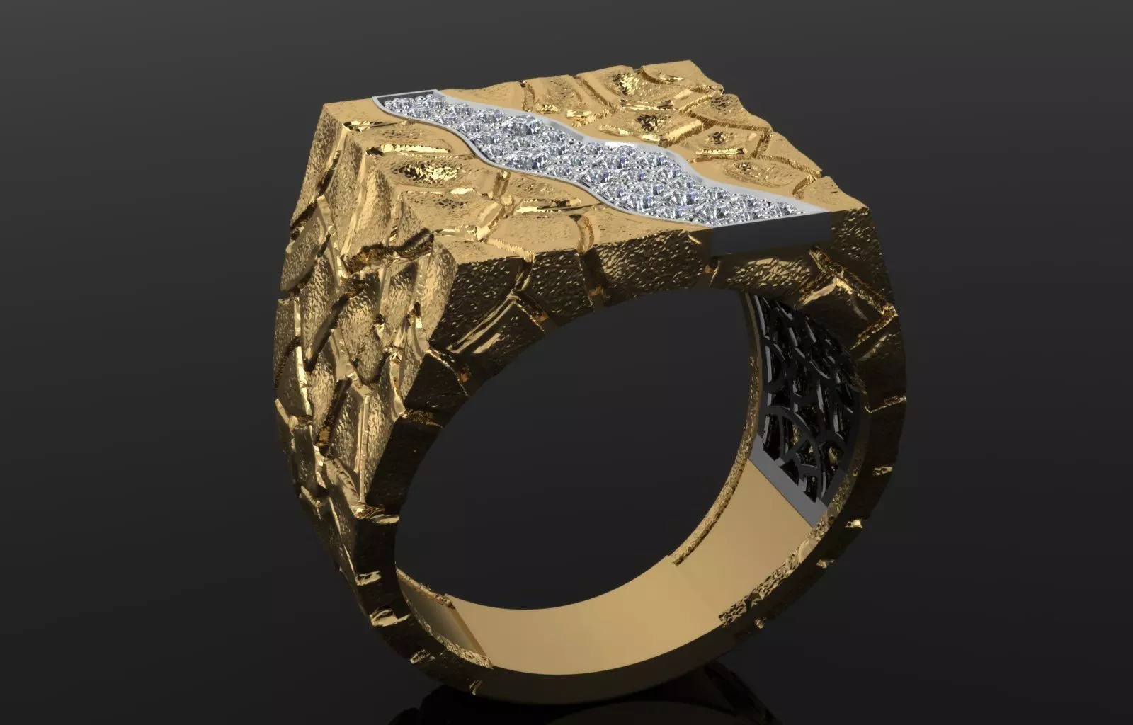 men ring cobblestone design 3D print model_0