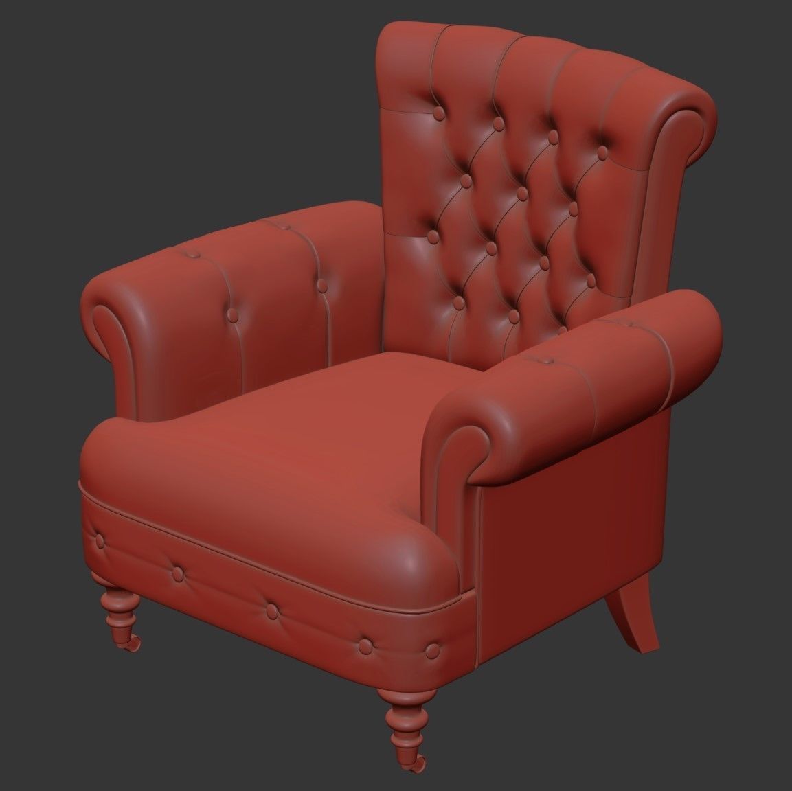 Classic Leather Armchair 3D model_4