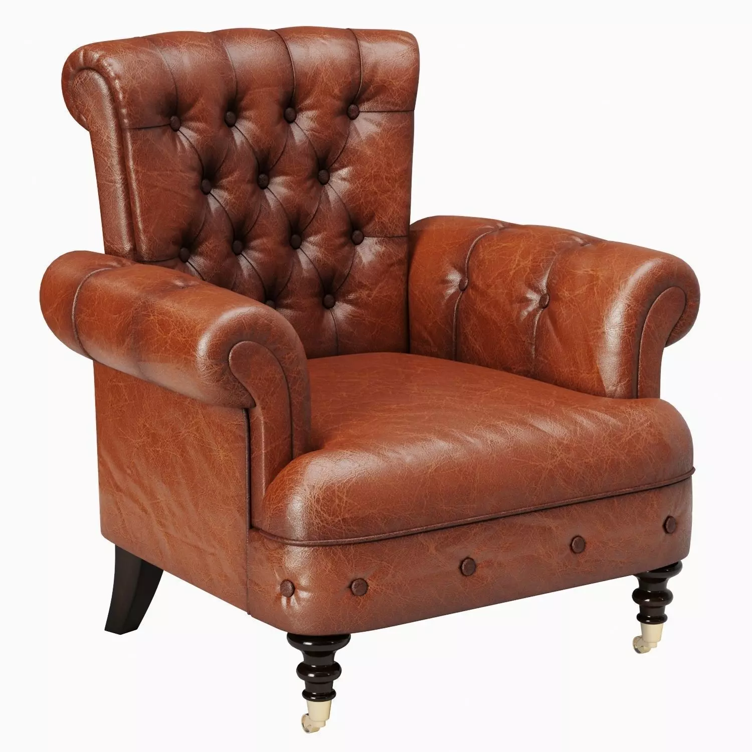 Classic Leather Armchair 3D model_0