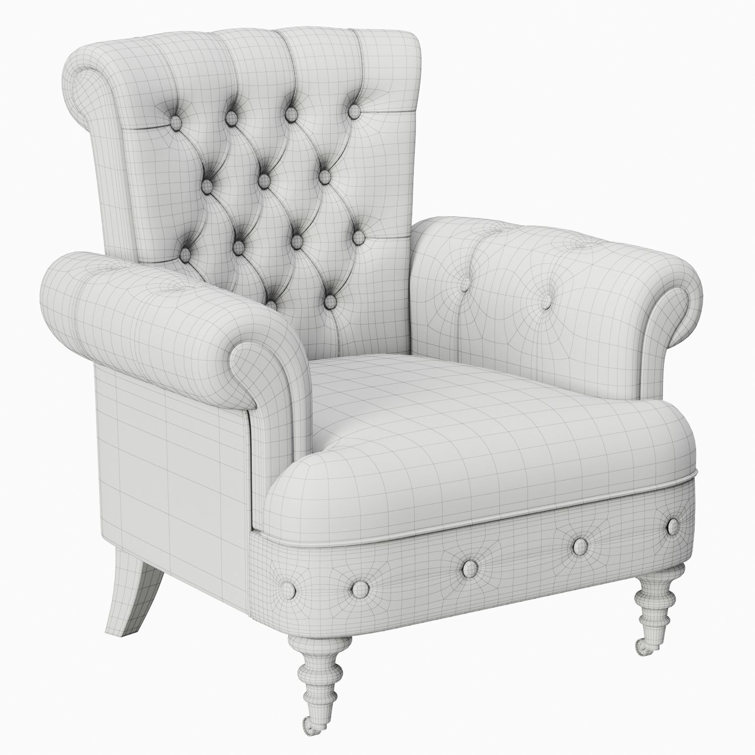 Classic Leather Armchair 3D model_3