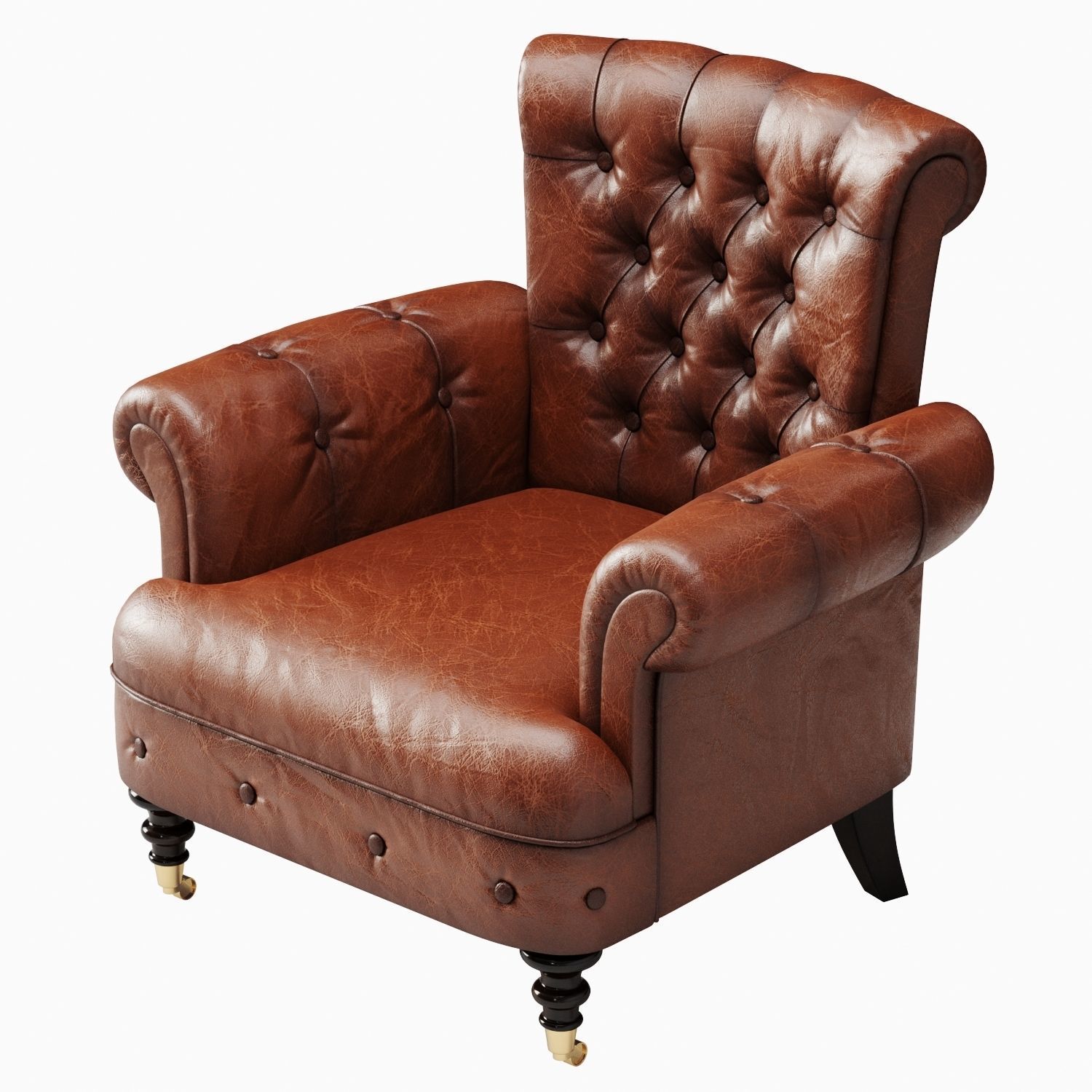 Classic Leather Armchair 3D model_2