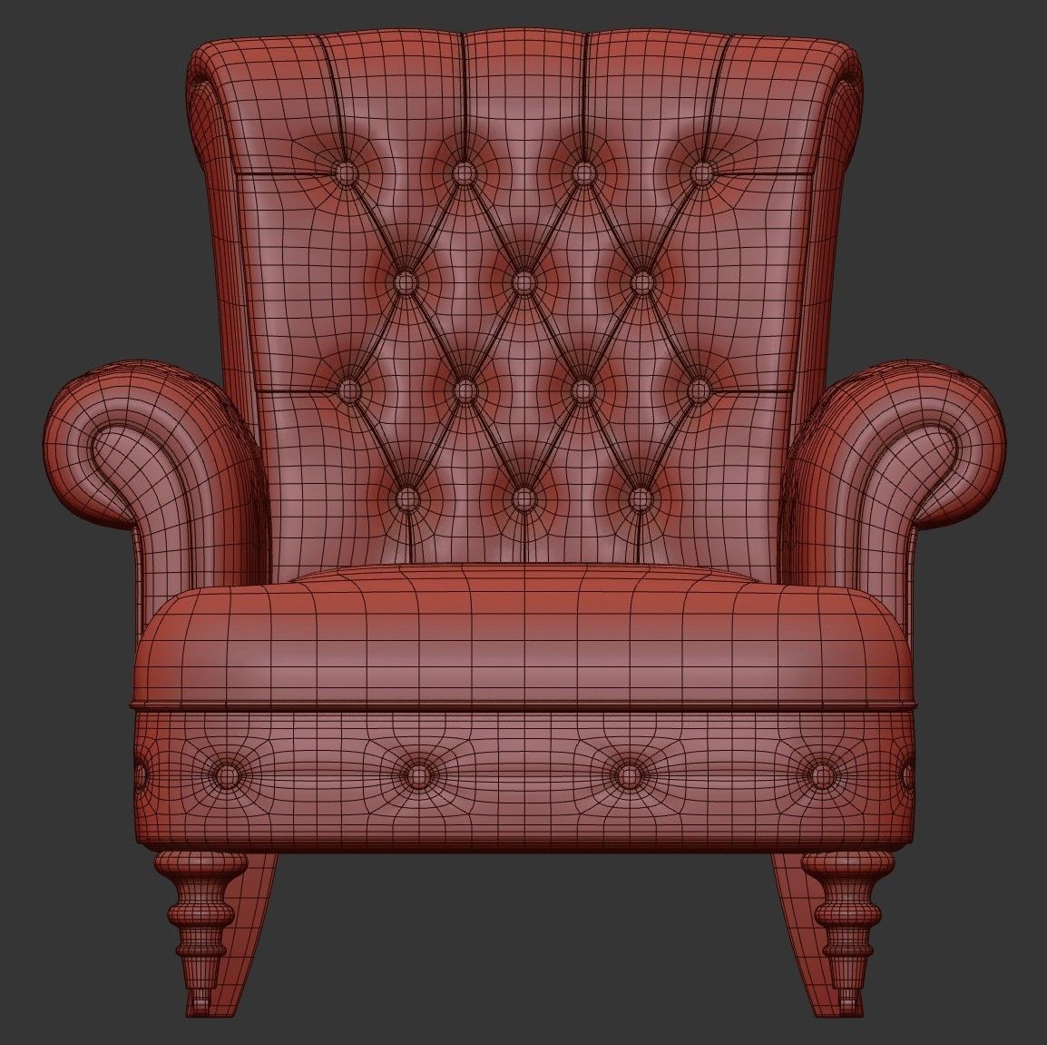 Classic Leather Armchair 3D model_9