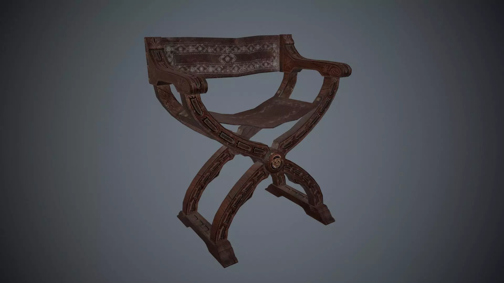 Antique Ancient Chair Low-poly 3D model_0