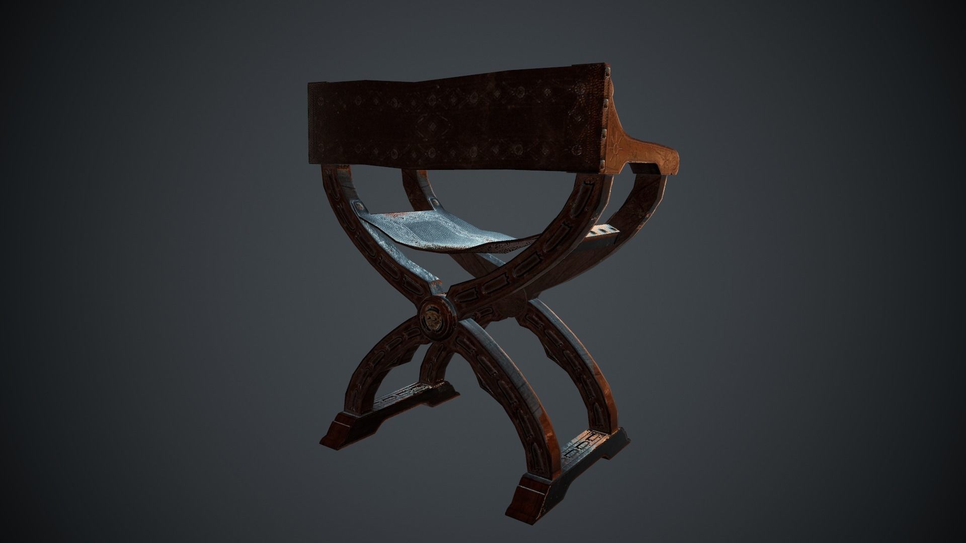 Antique Ancient Chair Low-poly 3D model_3