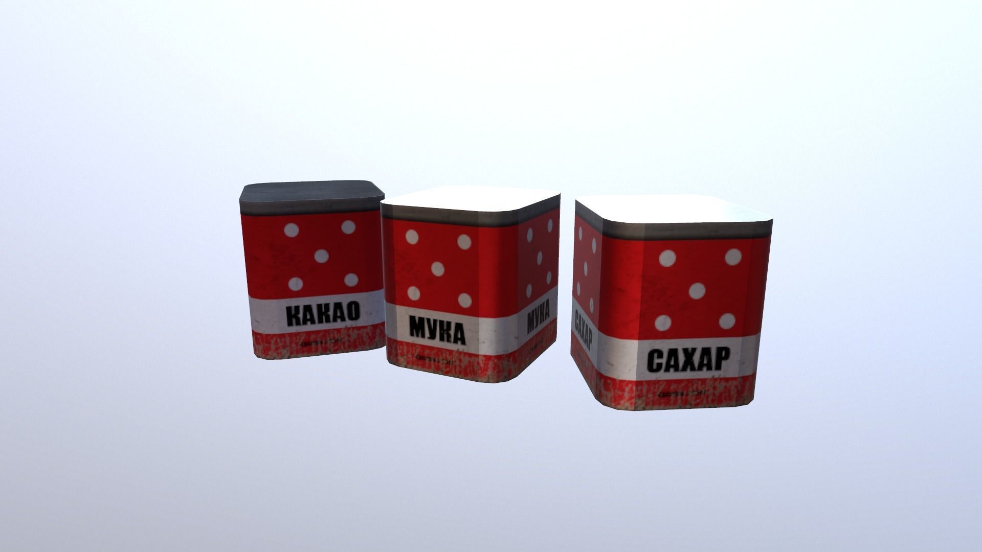 Old Soviet Kitchen boxes Low-poly 3D model_3