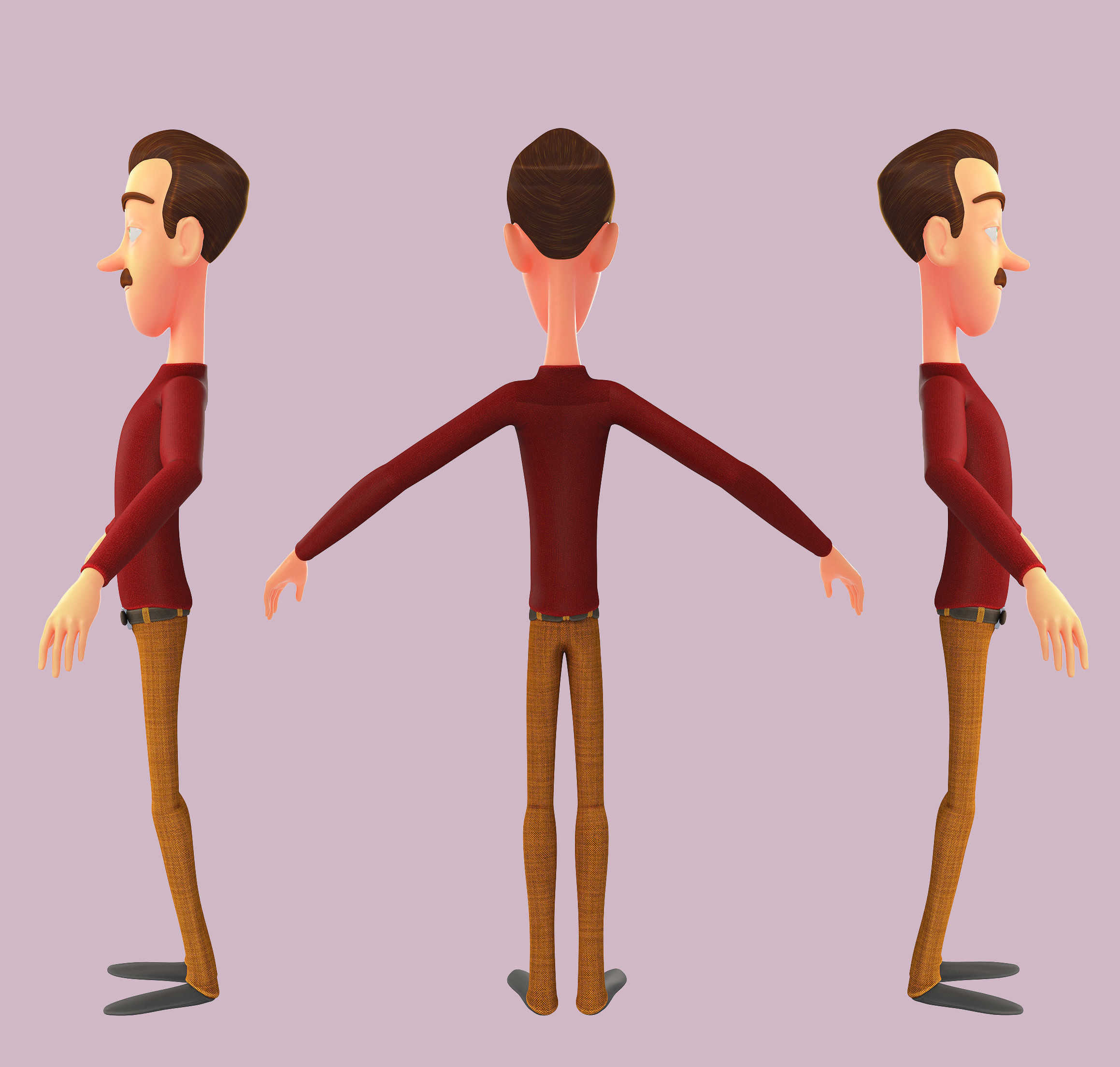 Cartoon Man Journalist Writer 3D model_7