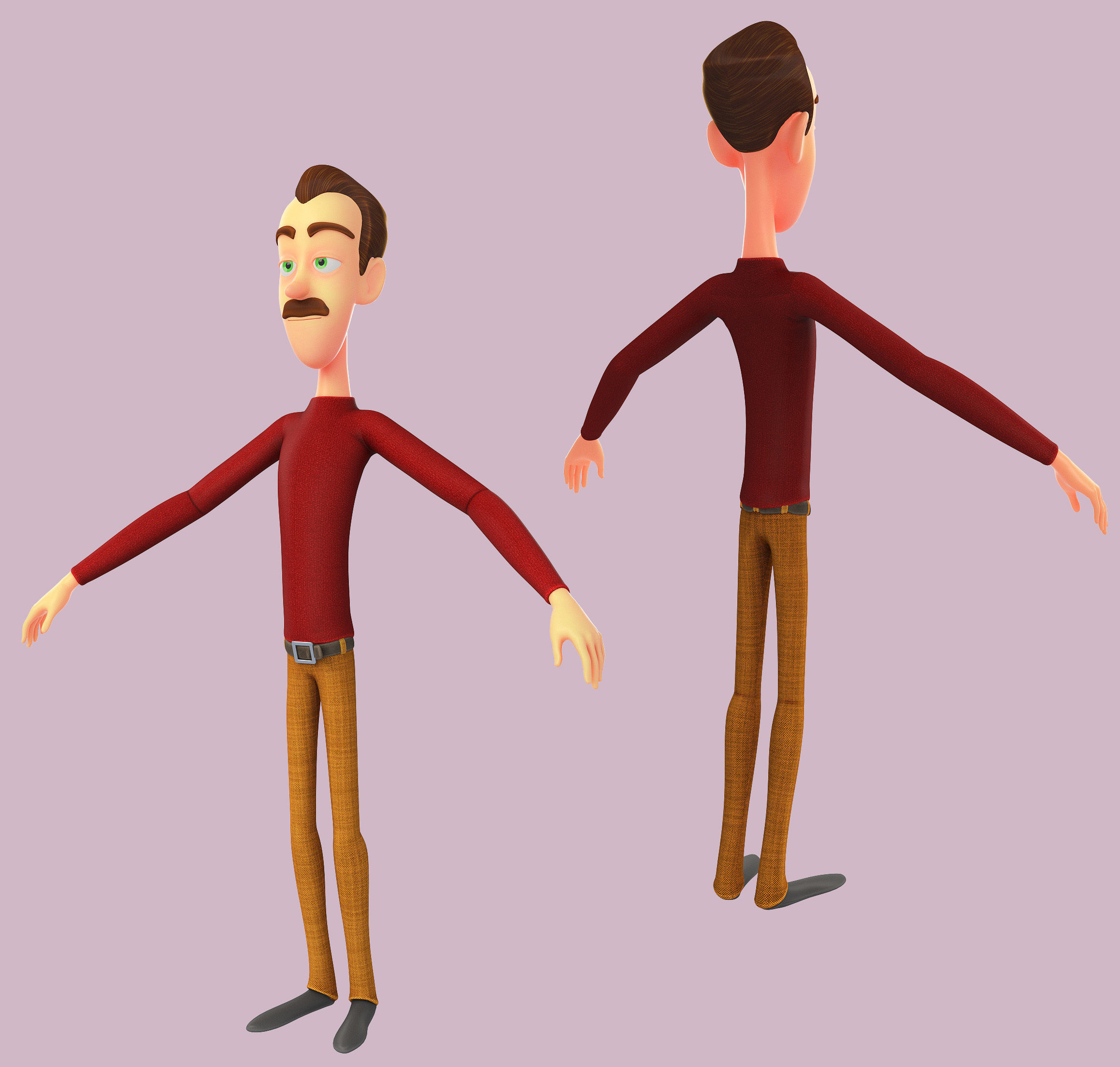Cartoon Man Journalist Writer 3D model_5
