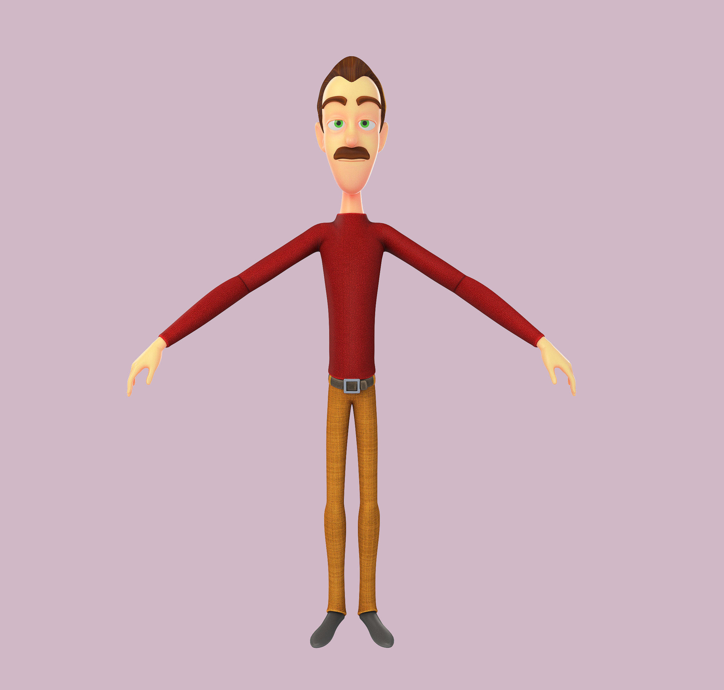 Cartoon Man Journalist Writer 3D model_4