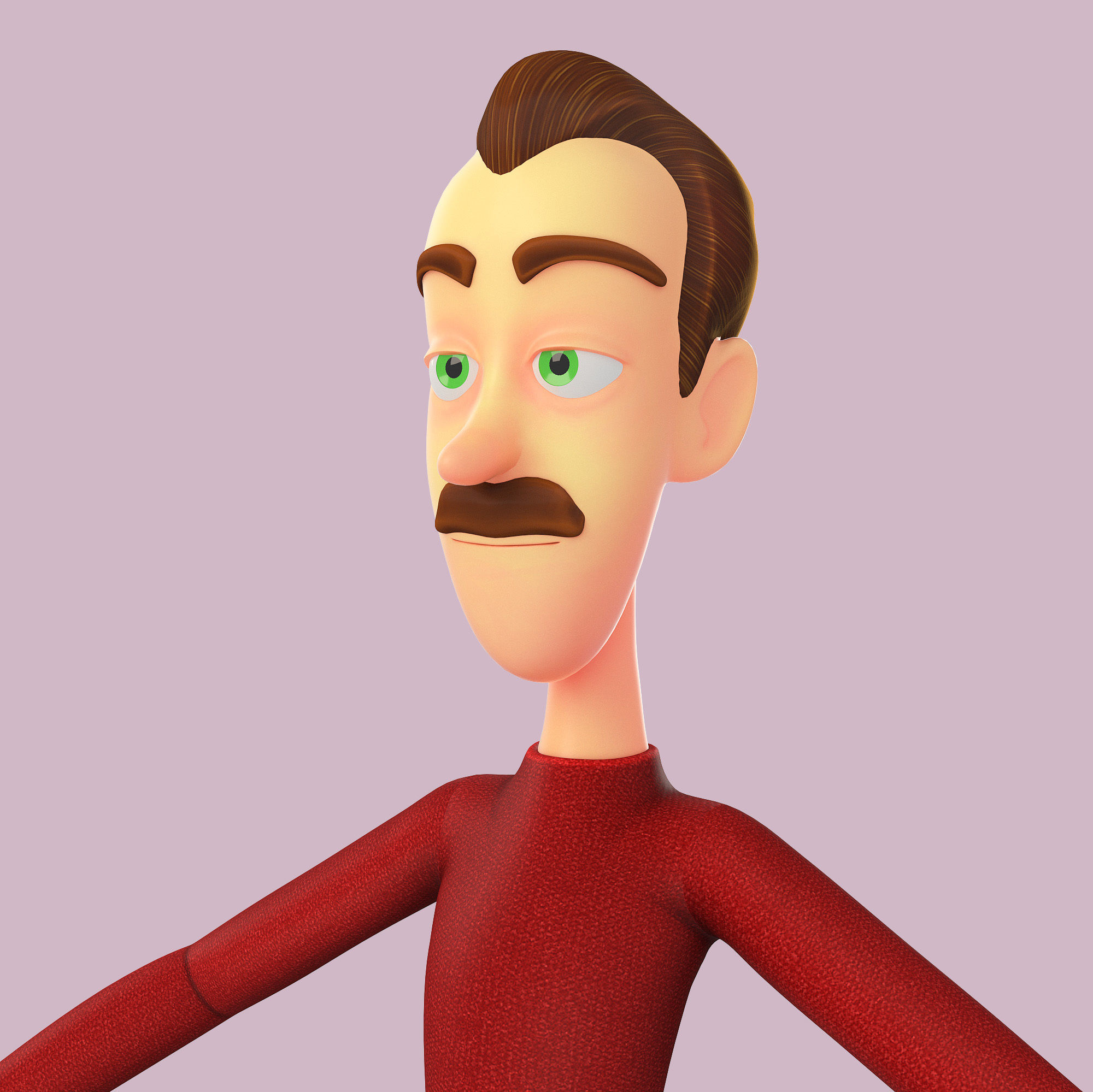 Cartoon Man Journalist Writer 3D model_1