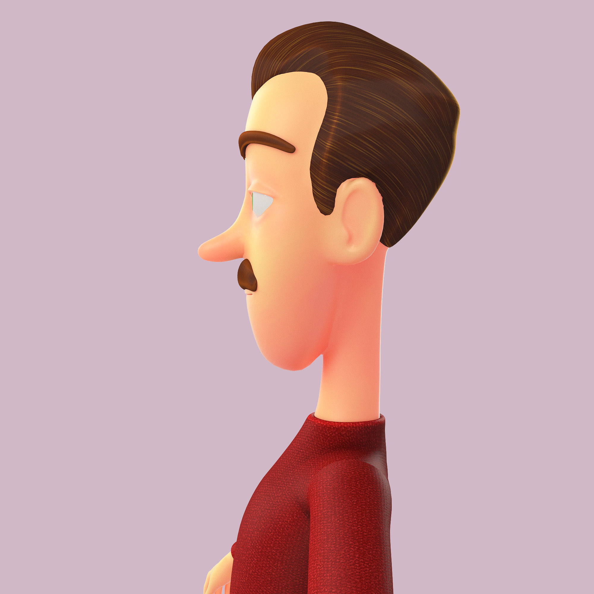 Cartoon Man Journalist Writer 3D model_3