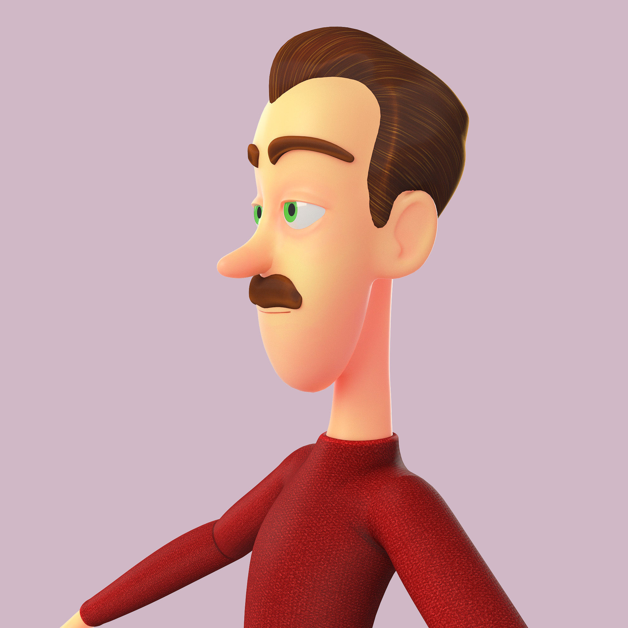 Cartoon Man Journalist Writer 3D model_2